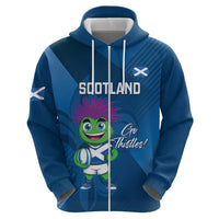 Custom Scotland Rugby 2025 Zip Hoodie Funny Thistle Mascot Go Scottish! - Wonder Print Shop