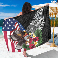 United States and American Samoa Sarong USA Flag Eagle With Seal Tropical Flowers
