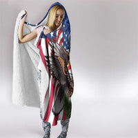 United States and Northern Mariana Islands Hooded Blanket USA Flag Eagle CNMI Latte Stone Tropical Flowers