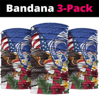 United States and Northern Mariana Islands Neck Gaiter USA Flag Eagle CNMI Latte Stone Tropical Flowers
