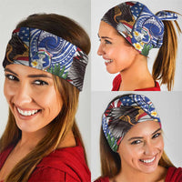 United States and Northern Mariana Islands Neck Gaiter USA Flag Eagle CNMI Latte Stone Tropical Flowers