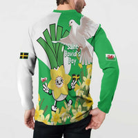 Wales Saint David's Day Button Sweatshirt Welsh Funny Leek Daffodil