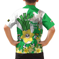 Wales Saint David's Day Family Matching Off Shoulder Short Dress and Hawaiian Shirt Welsh Funny Leek Daffodil