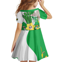 Wales Saint David's Day Kid Short Sleeve Dress Welsh Funny Leek Daffodil