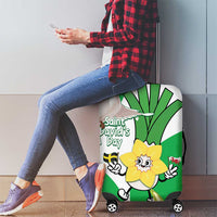 Wales Saint David's Day Luggage Cover Welsh Funny Leek Daffodil