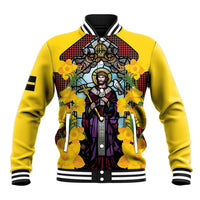 Welsh Dewi Sant Baseball Jacket Saint David With Daffodil