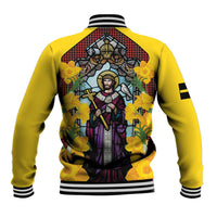 Welsh Dewi Sant Baseball Jacket Saint David With Daffodil