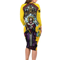 Welsh Dewi Sant Family Matching Long Sleeve Bodycon Dress and Hawaiian Shirt Saint David With Daffodil