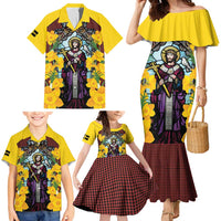 Welsh Dewi Sant Family Matching Mermaid Dress and Hawaiian Shirt Saint David With Daffodil