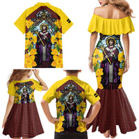 Welsh Dewi Sant Family Matching Mermaid Dress and Hawaiian Shirt Saint David With Daffodil