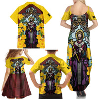 Welsh Dewi Sant Family Matching Summer Maxi Dress and Hawaiian Shirt Saint David With Daffodil