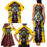 Welsh Dewi Sant Family Matching Tank Maxi Dress and Hawaiian Shirt Saint David With Daffodil