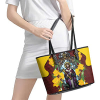 Welsh Dewi Sant Leather Tote Bag Saint David With Daffodil