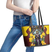 Welsh Dewi Sant Leather Tote Bag Saint David With Daffodil