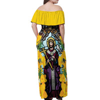 Welsh Dewi Sant Off Shoulder Maxi Dress Saint David With Daffodil