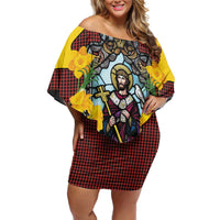 Welsh Dewi Sant Off Shoulder Short Dress Saint David With Daffodil