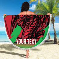 Custom Wales Football Beach Blanket 2025 Welsh Y Dreigiau