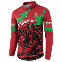 Custom Wales Football Button Sweatshirt 2025 Welsh Y Dreigiau