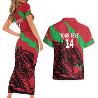 Custom Wales Football Couples Matching Short Sleeve Bodycon Dress and Hawaiian Shirt 2025 Welsh Y Dreigiau