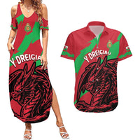 Custom Wales Football Couples Matching Summer Maxi Dress and Hawaiian Shirt 2025 Welsh Y Dreigiau