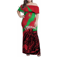 Custom Wales Football Family Matching Off Shoulder Maxi Dress and Hawaiian Shirt 2025 Welsh Y Dreigiau