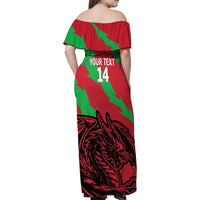 Custom Wales Football Family Matching Off Shoulder Maxi Dress and Hawaiian Shirt 2025 Welsh Y Dreigiau