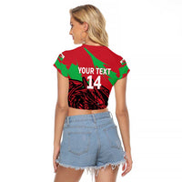 Custom Wales Football Raglan Cropped T Shirt 2025 Welsh Y Dreigiau