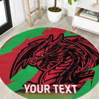 Custom Wales Football Round Carpet 2025 Welsh Y Dreigiau