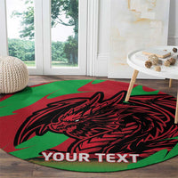 Custom Wales Football Round Carpet 2025 Welsh Y Dreigiau