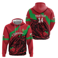 Custom Wales Football Zip Hoodie 2025 Welsh Y Dreigiau
