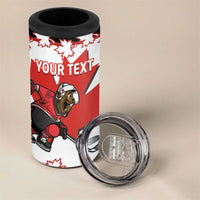 Custom Canada Ice Hockey 4 in 1 Can Cooler Tumbler Go Champions Funny Beaver Mascot
