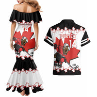 Custom Canada Ice Hockey Couples Matching Mermaid Dress and Hawaiian Shirt 2025 Go Champions Funny Beaver Mascot