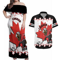 Custom Canada Ice Hockey Couples Matching Off Shoulder Maxi Dress and Hawaiian Shirt 2025 Go Champions Funny Beaver Mascot