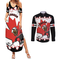 Custom Canada Ice Hockey Couples Matching Summer Maxi Dress and Long Sleeve Button Shirt 2025 Go Champions Funny Beaver Mascot