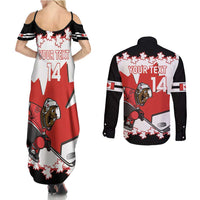 Custom Canada Ice Hockey Couples Matching Summer Maxi Dress and Long Sleeve Button Shirt 2025 Go Champions Funny Beaver Mascot