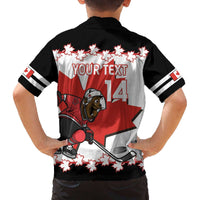 Custom Canada Ice Hockey Family Matching Off The Shoulder Long Sleeve Dress and Hawaiian Shirt 2025 Go Champions Funny Beaver Mascot