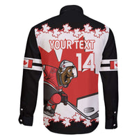 Custom Canada Ice Hockey Family Matching Off The Shoulder Long Sleeve Dress and Hawaiian Shirt 2025 Go Champions Funny Beaver Mascot