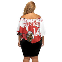 Custom Canada Ice Hockey Family Matching Off Shoulder Short Dress and Hawaiian Shirt 2025 Go Champions Funny Beaver Mascot