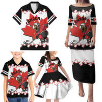 Custom Canada Ice Hockey Family Matching Puletasi and Hawaiian Shirt 2025 Go Champions Funny Beaver Mascot