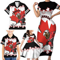 Custom Canada Ice Hockey Family Matching Short Sleeve Bodycon Dress and Hawaiian Shirt 2025 Go Champions Funny Beaver Mascot