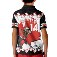 Custom Canada Ice Hockey Kid Polo Shirt 2025 Go Champions Funny Beaver Mascot