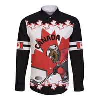 Custom Canada Ice Hockey Long Sleeve Button Shirt 2025 Go Champions Funny Beaver Mascot