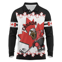 Custom Canada Ice Hockey Long Sleeve Polo Shirt 2025 Go Champions Funny Beaver Mascot