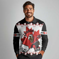 Custom Canada Ice Hockey Long Sleeve Polo Shirt 2025 Go Champions Funny Beaver Mascot