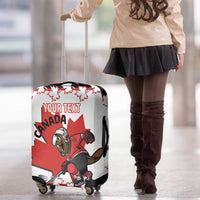 Custom Canada Ice Hockey Luggage Cover 2025 Go Champions Funny Beaver Mascot