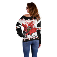 Custom Canada Ice Hockey Off Shoulder Sweater 2025 Go Champions Funny Beaver Mascot
