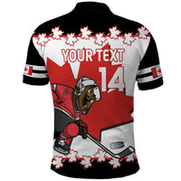 Custom Canada Ice Hockey Polo Shirt 2025 Go Champions Funny Beaver Mascot