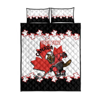Custom Canada Ice Hockey Quilt Bed Set 2025 Go Champions Funny Beaver Mascot