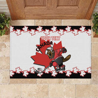 Custom Canada Ice Hockey Rubber Doormat 2025 Go Champions Funny Beaver Mascot
