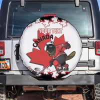 Custom Canada Ice Hockey Spare Tire Cover 2025 Go Champions Funny Beaver Mascot